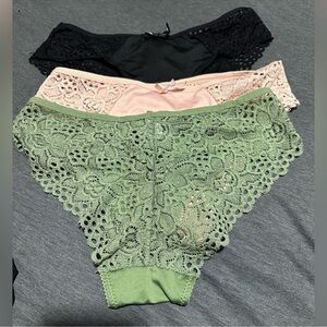 Medium Lace Panty Set in Black, Pink, and Green